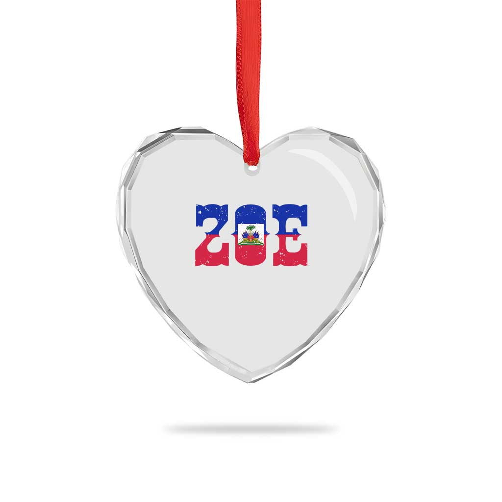 Zoe Haitian Pride Heart Crystal Glass Ornament Haiti Flag Culture Heritage Pride TS02 Print Your Wear