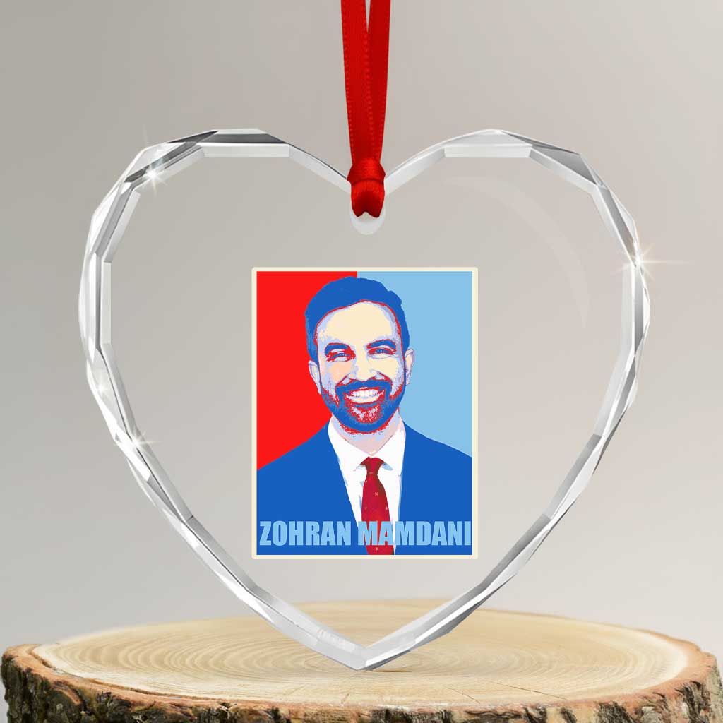 Zohran Madamni Heart Crystal Glass Ornament for New York Mayor TS02 Transparent Glass 3'' Heart Print Your Wear