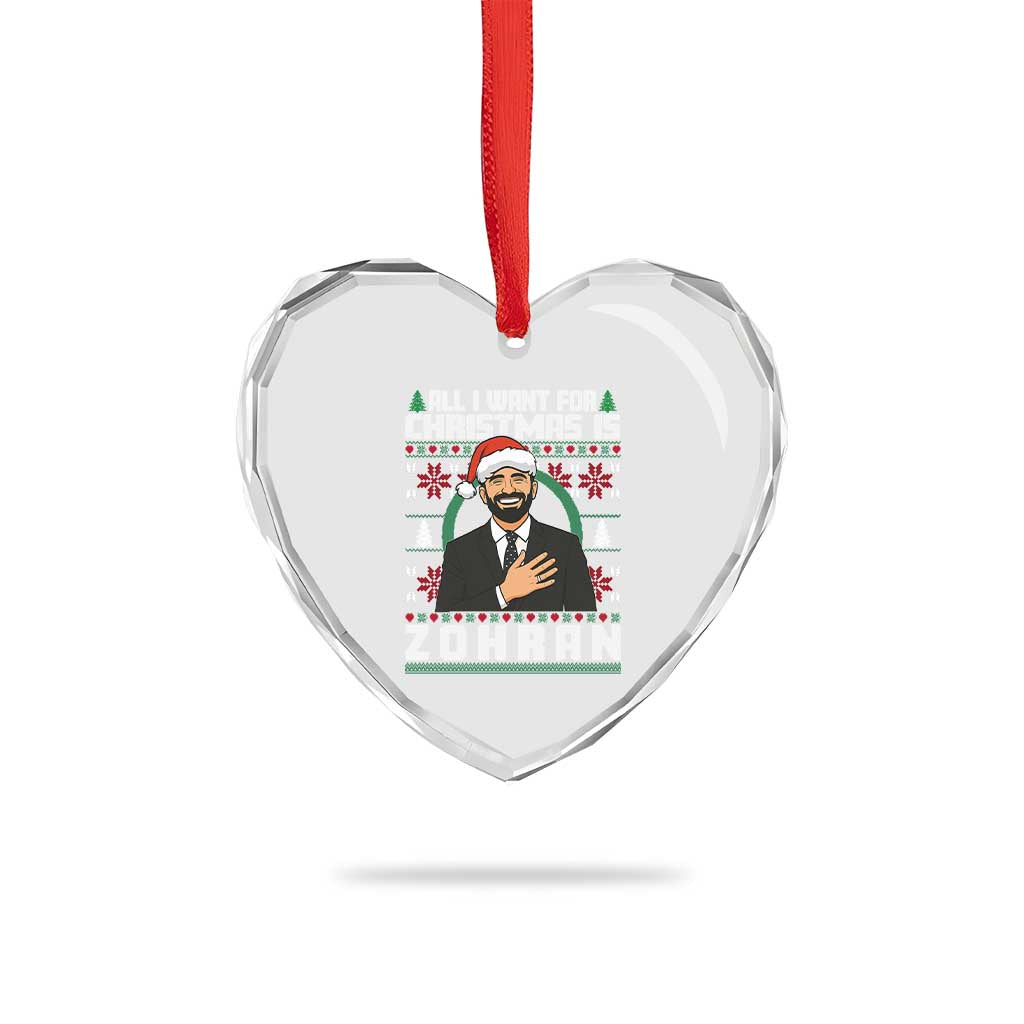 Zohran Mamdani Christmas Heart Crystal Glass Ornament All I Want For Xmas Is New York City TS14 Print Your Wear