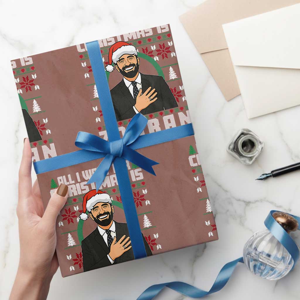 Zohran Mamdani Christmas Wrapping Paper Roll All I Want For Xmas Is New York City TS14 Mocha Print Your Wear