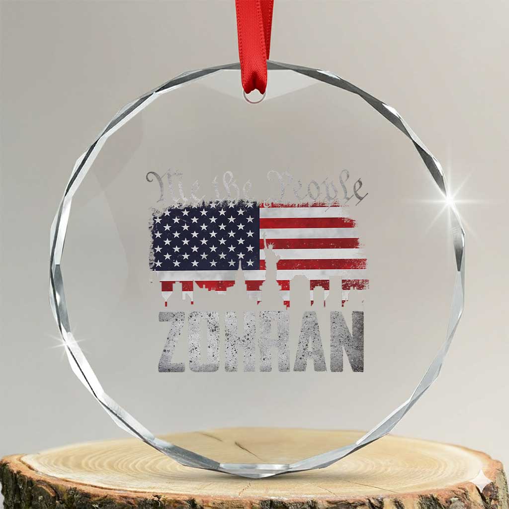 Zohran Mamdani Groovy Flowers Crystal Glass Ornament Retro Style TS02 Transparent Glass 3'' Circle Print Your Wear