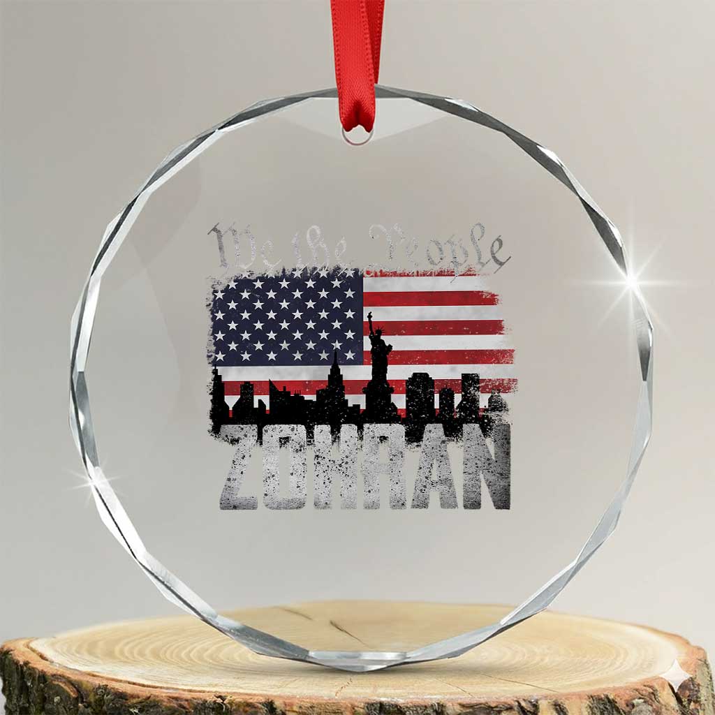 Zohran Mamdani Groovy Flowers Crystal Glass Ornament Retro Style TS02 Transparent Glass 3'' Circle Print Your Wear