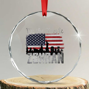 Zohran Mamdani Groovy Flowers Crystal Glass Ornament Retro Style TS02 Transparent Glass 3'' Circle Print Your Wear