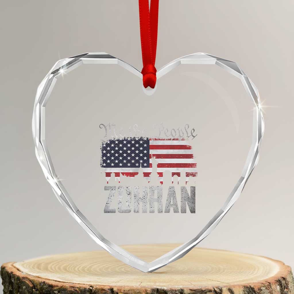 Zohran Mamdani Groovy Flowers Heart Crystal Glass Ornament Retro Style TS02 Transparent Glass 3'' Heart Print Your Wear