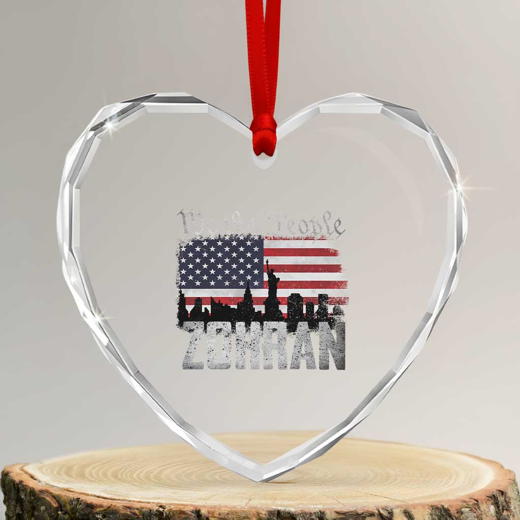 Zohran Mamdani Groovy Flowers Heart Crystal Glass Ornament Retro Style TS02 Transparent Glass 3'' Heart Print Your Wear