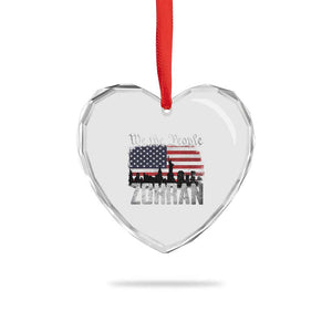 Zohran Mamdani Groovy Flowers Heart Crystal Glass Ornament Retro Style TS02 Print Your Wear