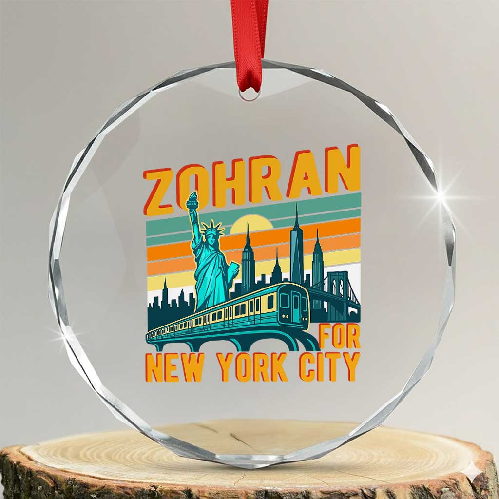 Zohran Mamdani NYC Mayor Crystal Glass Ornament TS14 Transparent Glass 3'' Circle Print Your Wear