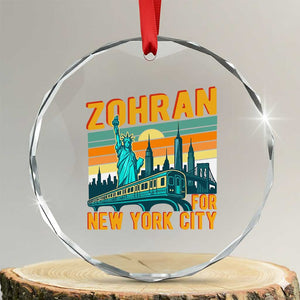 Zohran Mamdani NYC Mayor Crystal Glass Ornament TS14 Transparent Glass 3'' Circle Print Your Wear