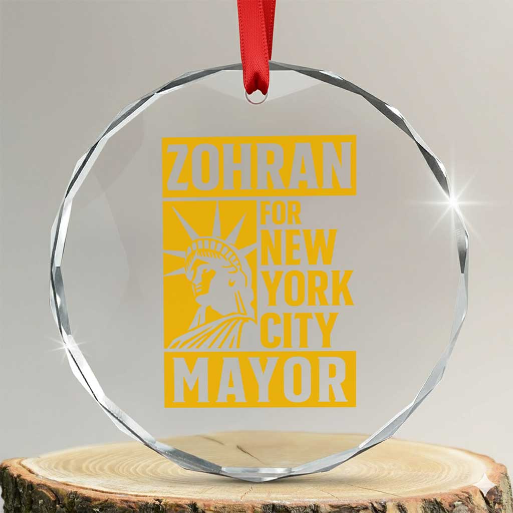 Zohran Mamdani NYC Mayor Crystal Glass Ornament Funny Cool Trendy Progressive TS14 Transparent Glass 3'' Circle Print Your Wear