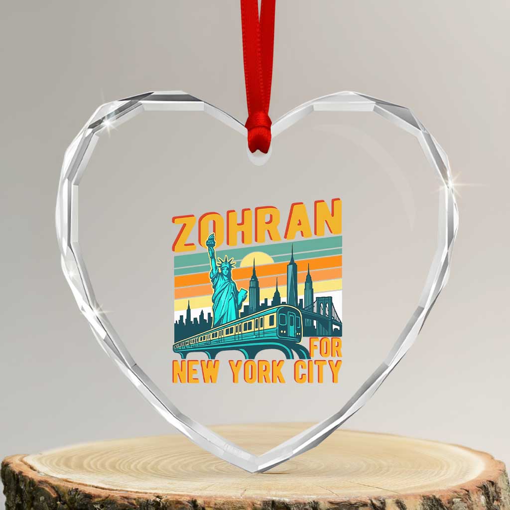 Zohran Mamdani NYC Mayor Heart Crystal Glass Ornament TS14 Transparent Glass 3'' Heart Print Your Wear