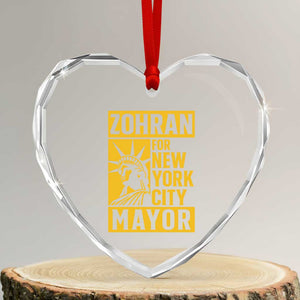 Zohran Mamdani NYC Mayor Heart Crystal Glass Ornament Funny Cool Trendy Progressive TS14 Transparent Glass 3'' Heart Print Your Wear