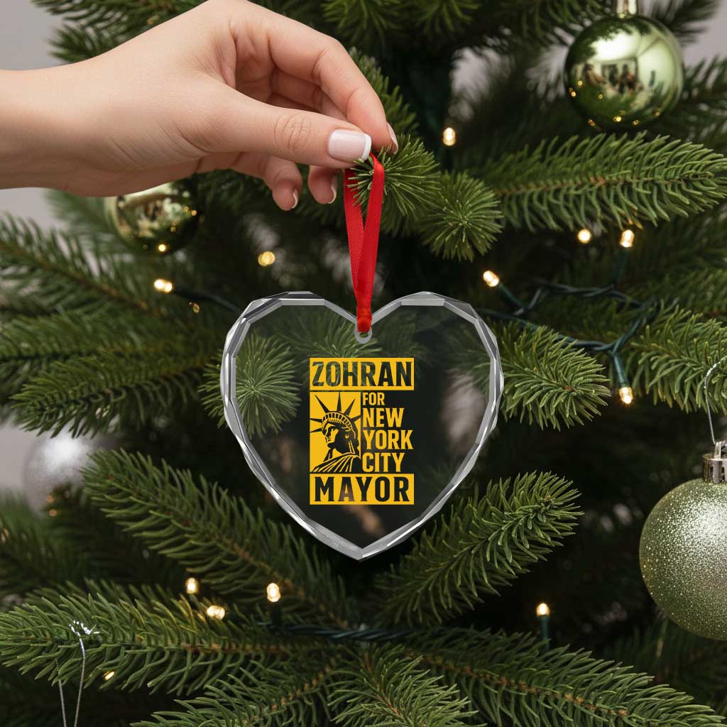 Zohran Mamdani NYC Mayor Heart Crystal Glass Ornament Funny Cool Trendy Progressive TS14 Print Your Wear