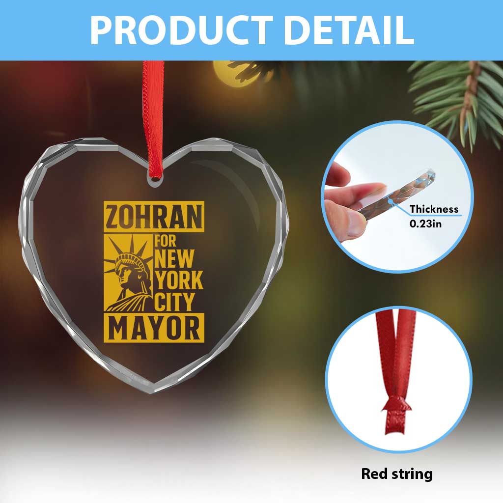 Zohran Mamdani NYC Mayor Heart Crystal Glass Ornament Funny Cool Trendy Progressive TS14 Print Your Wear